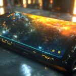 Futuristyczna zakrzywiona krawędź smartfonu świeci